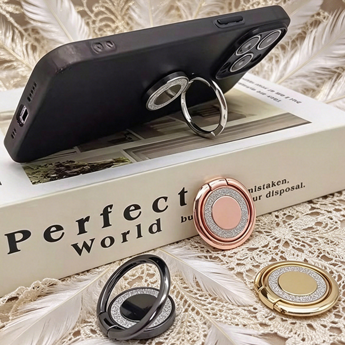 Tablet Holder Accessories - Universal Glitter Phone Ring Holder 360