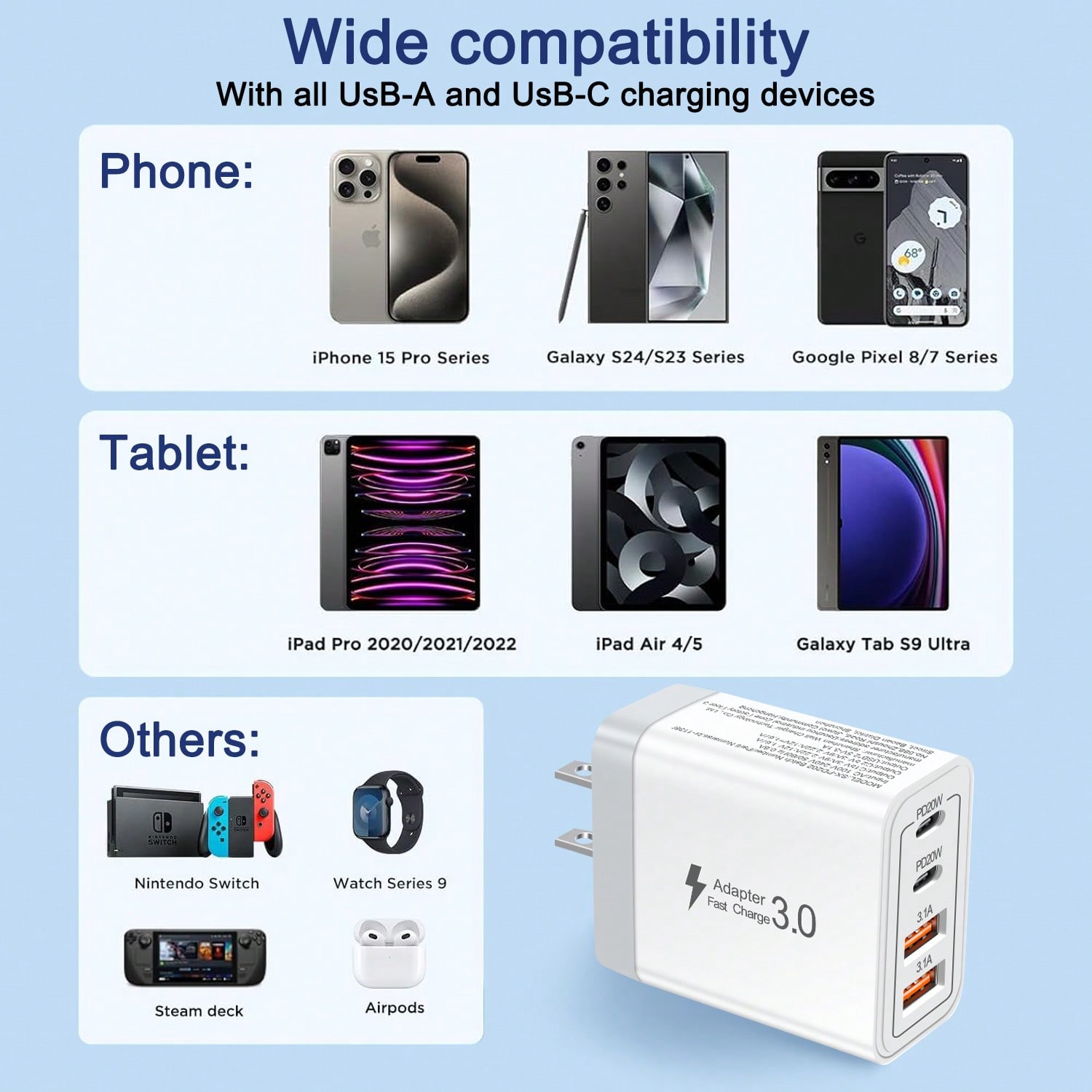 40W US Plug 4-Port 2A2C Wall C - Accessories For Tablet Users recension och pris