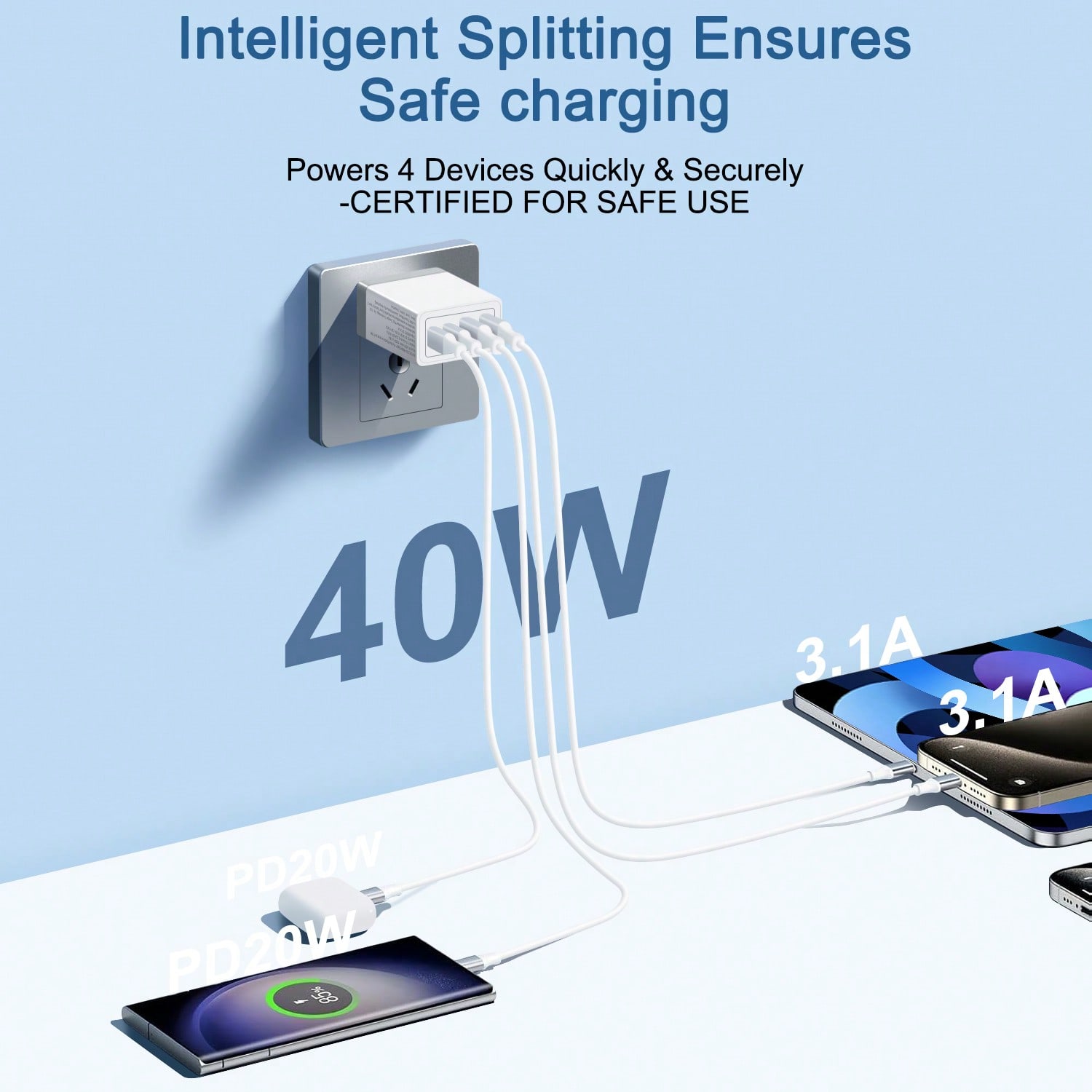 40W US Plug 4-Port 2A2C Wall C - Accessories For Tablet Users recension och pris